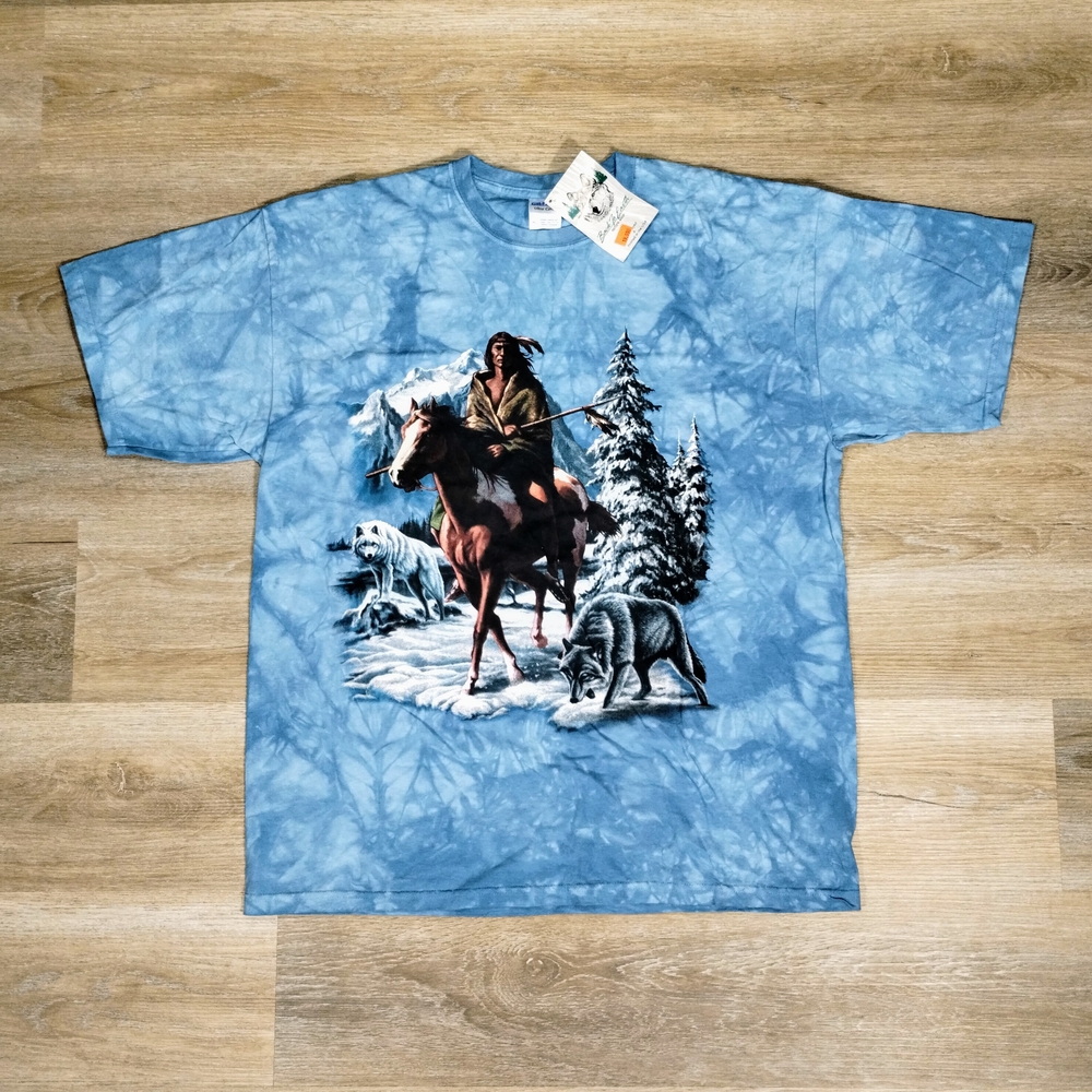 VTG Gildan Back To Earth Graphic Tee XL Hand Dyed USA Americana Wilderness Art
